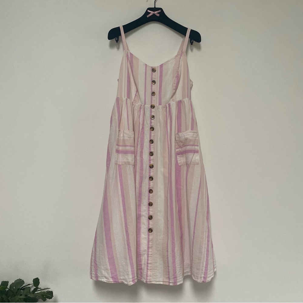 Torrid Linen Blend Tiered Midi Dress Ivory Size M/L